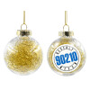 Transparent Christmas tree ball ornament with gold filling 8cm