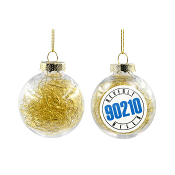 Beverly Hills, 90210, Χριστουγεννιάτικη μπάλα δένδρου διάφανη με χρυσό γέμισμα 8cm