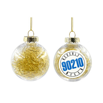 Beverly Hills, 90210, Transparent Christmas tree ball ornament with gold filling 8cm