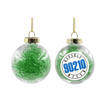 Beverly Hills, 90210, Χριστουγεννιάτικη μπάλα δένδρου διάφανη με πράσινο γέμισμα 8cm
