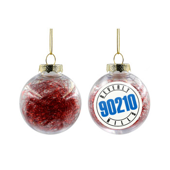 Beverly Hills, 90210, Χριστουγεννιάτικη μπάλα δένδρου διάφανη με κόκκινο γέμισμα 8cm