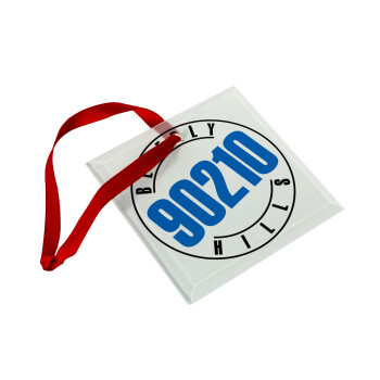 Beverly Hills, 90210, Christmas ornament, glass square ornament 9x9cm