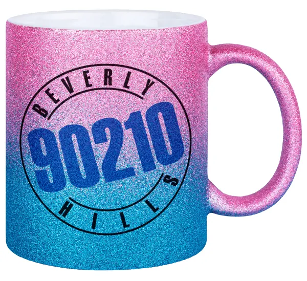 Beverly Hills — Gold/blue glitter mug, ceramic, 330ml