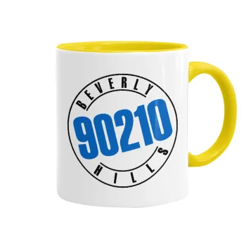 Beverly Hills, 90210, Mug colored yellow, ceramic, 330ml