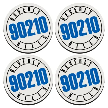 Beverly Hills, 90210, ΣΕΤ 4 Σουβέρ ξύλινα στρογγυλά (9cm)