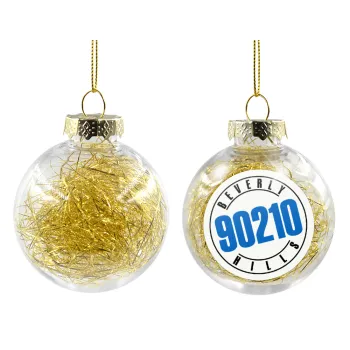 Beverly Hills, 90210, Transparent Christmas tree ball ornament with gold filling 8cm