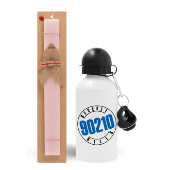 Beverly Hills, 90210, Easter Set, metallic aluminum bottle (500ml) & aromatic flat Easter candle (30cm) (PINK)