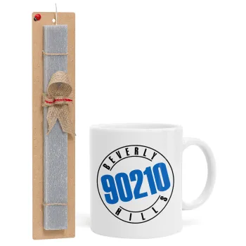 Beverly Hills, 90210, Easter Set, Ceramic Cup (330ml) & Easter aromatic flat candle (30cm) (GRAY)