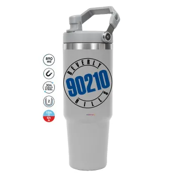Beverly Hills, 90210, GREY color, 890ml (30oz) stainless Steel Tumbler with Handle
