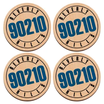 Beverly Hills, 90210, ΣΕΤ x4 Σουβέρ ξύλινα στρογγυλά plywood (9cm)