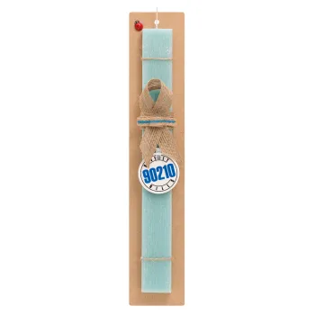 Beverly Hills, 90210, Easter Set, wooden keychain & aromatic flat Easter candle (30cm) (TURQUOISE)