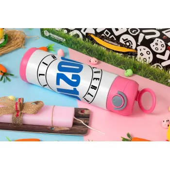 Beverly Hills, 90210, Easter candle, Childrens hot water bottle, stainless steel, with safety straw, PINK (500ml)