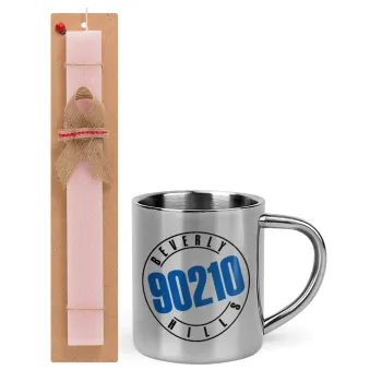 Beverly Hills, 90210, Easter Set, metallic thermal cup (300ml) & aromatic flat Easter candle (30cm) (PINK)