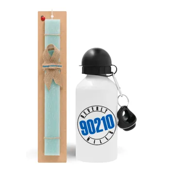 Beverly Hills, 90210, Easter Set, metallic aluminum water bottle (500ml) & scented flat candle (30cm) (TURQUOISE)