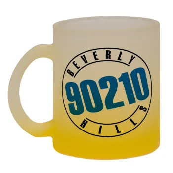 Beverly Hills, 90210, Κούπα γυάλινη δίχρωμη με βάση το κίτρινο ματ, 330ml