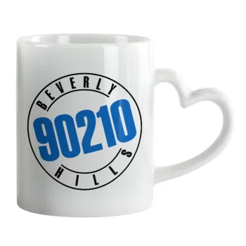Beverly Hills, 90210, Mug heart handle, ceramic, 330ml