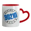 Mug heart red handle, ceramic, 330ml