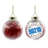 Transparent Christmas tree ball ornament with red filling 8cm