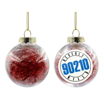 Beverly Hills, 90210, Transparent Christmas tree ball ornament with red filling 8cm