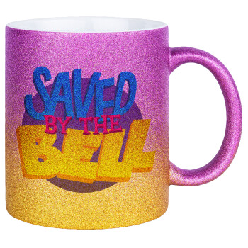 Saved by the Bell, Κούπα Χρυσή/Ροζ Glitter, κεραμική, 330ml