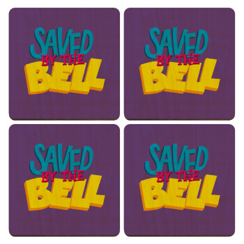 Saved by the Bell, ΣΕΤ x4 Σουβέρ ξύλινα τετράγωνα plywood (9cm)