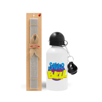 Saved by the Bell, Easter Set, metallic aluminum water bottle (500ml) & aromatic flat Easter candle (30cm) (GRAY)