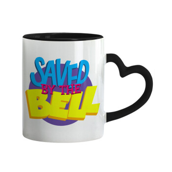 Saved by the Bell, Mug heart black handle, ceramic, 330ml