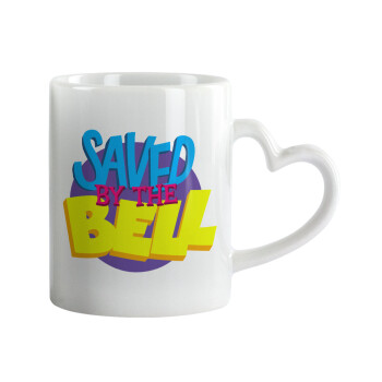 Saved by the Bell, Mug heart handle, ceramic, 330ml