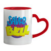 Mug heart red handle, ceramic, 330ml