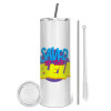 Tumbler stainless steel 600ml, with metal straw & cleaning brush