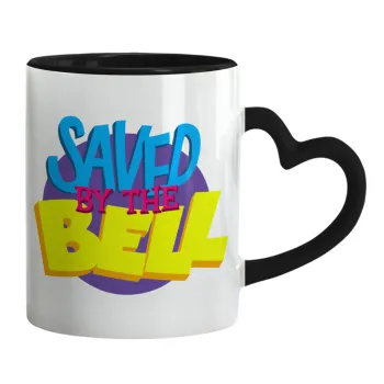 Saved by the Bell, Mug heart black handle, ceramic, 330ml