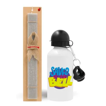 Saved by the Bell, Easter Set, metallic aluminum water bottle (500ml) & aromatic flat Easter candle (30cm) (GRAY)