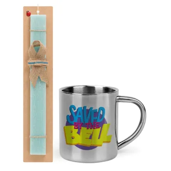 Saved by the Bell, Easter Set, metallic thermal cup (300ml) & aromatic flat Easter candle (30cm) (TURQUOISE)
