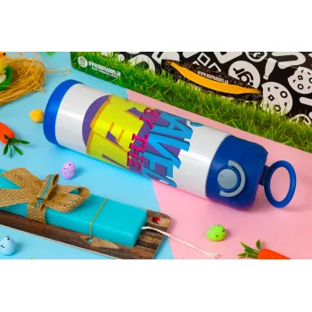 Saved by the Bell, Πασχαλινή Λαμπάδα με Παιδικό παγούρι θερμό, ανοξείδωτο, με καλαμάκι ασφαλείας, ΜΠΛΕ (500ml)