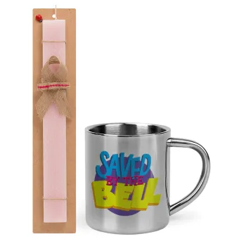 Saved by the Bell, Easter Set, metallic thermal cup (300ml) & aromatic flat Easter candle (30cm) (PINK)