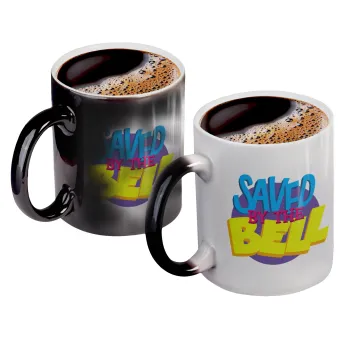 Saved by the Bell, Color changing magic Mug, ceramic, 330ml when adding hot liquid inside, the black colour desappears (1 pcs)