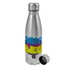 Metallic water bottle, stainless steel, 750ml