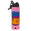 Metallic water bottle with safety lid, 850ml aluminum