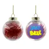 Transparent Christmas tree ball ornament with red filling 8cm