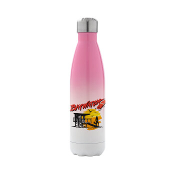 Baywatch, Metal mug thermos Pink/White (Stainless steel), double wall, 500ml