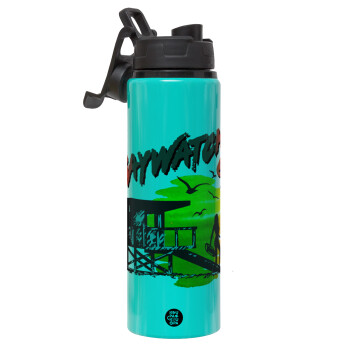 Baywatch, Metallic water bottle with safety lid, 850ml aluminum