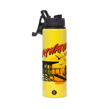 Baywatch, Metallic water bottle with safety lid, 850ml aluminum