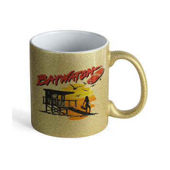 Baywatch, Κούπα Χρυσή Glitter που γυαλίζει, κεραμική, 330ml