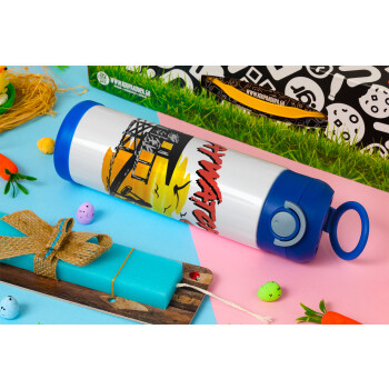 Baywatch, Easter candle, Childrens hot water bottle, stainless steel, with safety straw, BLUE (500ml)