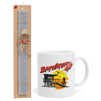 Baywatch, Easter Set, Ceramic Cup (330ml) & Easter aromatic flat candle (30cm) (GRAY)