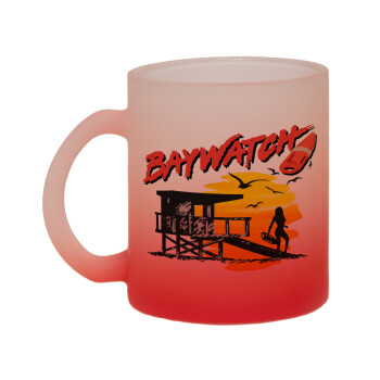 Baywatch, Κούπα γυάλινη δίχρωμη με βάση το κόκκινο ματ, 330ml