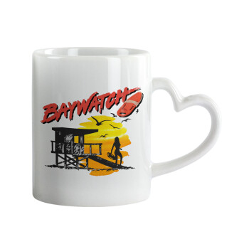 Baywatch, Mug heart handle, ceramic, 330ml