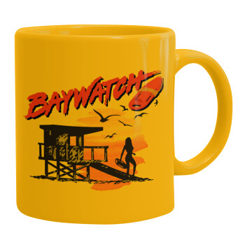Baywatch, Ceramic coffee mug yellow, 330ml (1pcs)