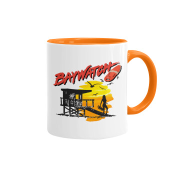 Baywatch, Mug colored orange, ceramic, 330ml