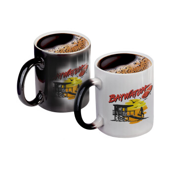 Baywatch, Color changing magic Mug, ceramic, 330ml when adding hot liquid inside, the black colour desappears (1 pcs)